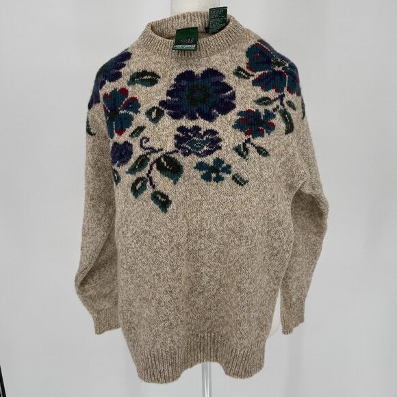 Northern‎ Reflections Sweater Size Sm Floral Knit Pattern Cotton Wool Blend Cozy - Picture 1 of 8
